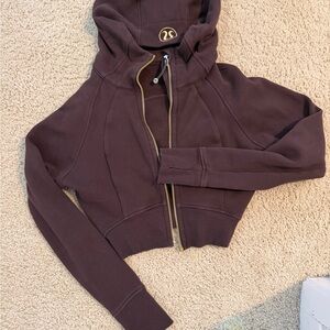 lululemon athletica cropped Chocolate Zip-Up Hoodie gold label